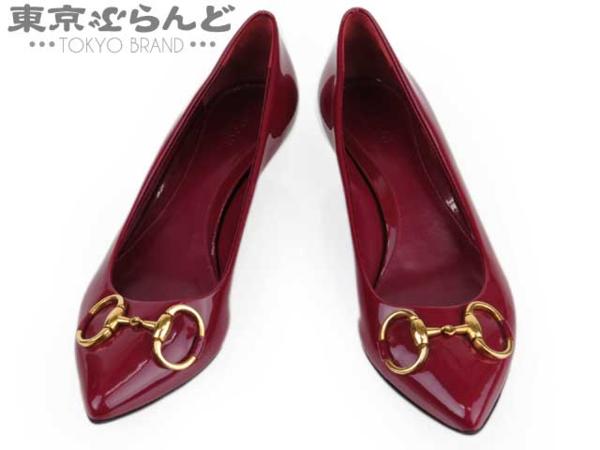 101088903★グッチ エナメル パンプス ポインテッドトゥ #36
