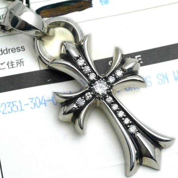 本物/正規 クロムハーツ クロスベイルペンダント 天然ダイヤ13石