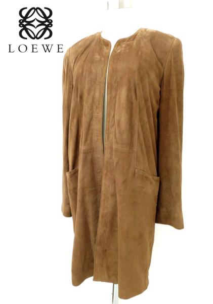 スペイン製◇LOEWE ロエベ ヌバックレザー ロングコート 40