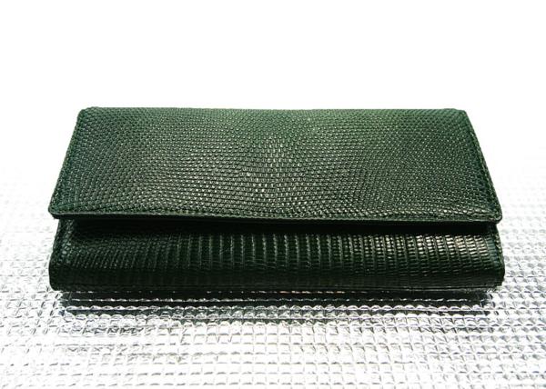 格安～ リザードレザー とかげ かぶせ式 長財布 キプロス