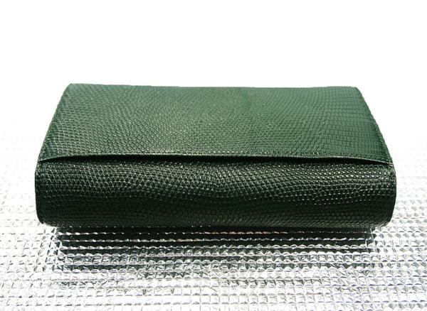 格安～ リザードレザー とかげ かぶせ式 長財布 キプロス