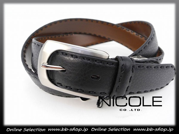 ◆7404◆NICOLE ニコル 新品牛革レザーベルト/黒/フリーサイズ