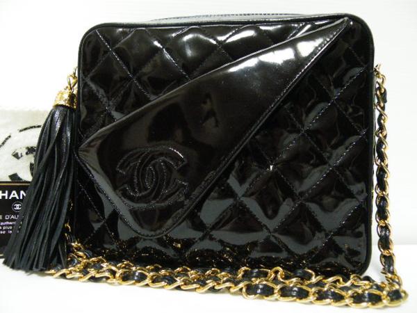 ☆RIOKA☆1円～シャネル エナメル フリンジ ショルダーバッグ