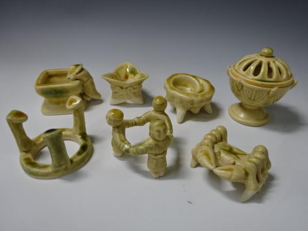 ▼茶道具　茶器【織部焼　梅村晴峰造　七種蓋置】