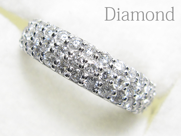 【銀トレ】1円～/計0.74ct天然ダイヤ/K18WG/パヴェ♪ピンキーR