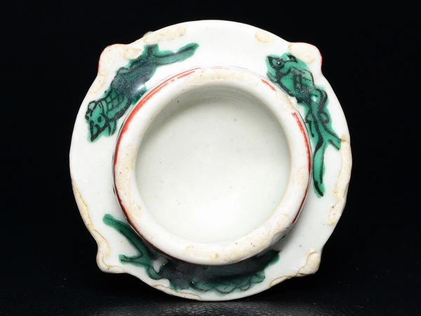 ☆蔵出/中国美術/古玩/呉須赤絵/古代文碗台245g/茶道/604 【公式通販】