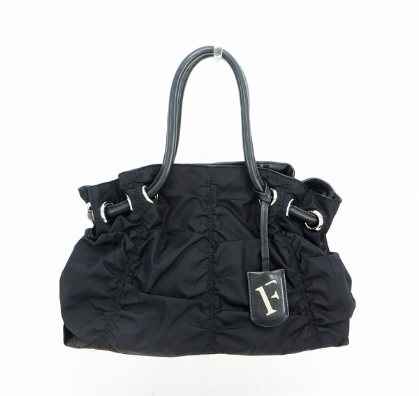 ◇【FURLA フルラ】ナイロン×レザー ハンドバッグ ブラック