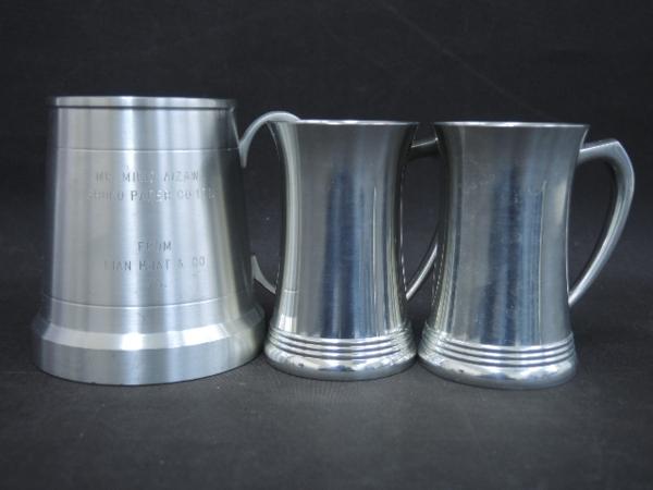 1781/☆ロイヤルセランゴールピュータービアマグ3客 錫製 洋食器