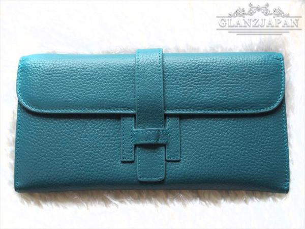 FS53*新作*高級本革*ブルー*お洒落色♪シンプル上品な牛革長財布