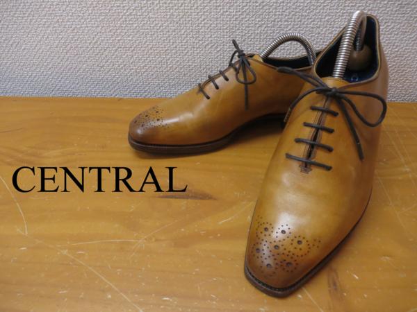 美品■セントラル ホールカット メダリオン レザーシューズ 7 E