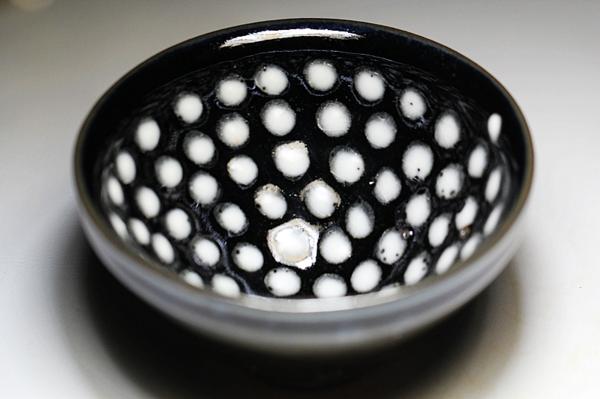 建窯収蔵家 建窯盞 黒釉 天目白斑茶碗 12.5cm S352