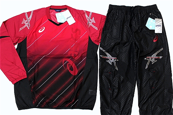 ★アシックスasics 撥水 ウインド上下セット 黒[SET200-25-O]五