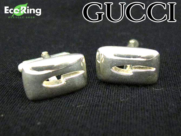 1円 グッチ スクエア Ｇモチーフ シルバー925 カフス BR482