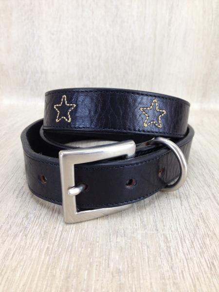 BEDWIN◆TERRY/ベルト/BLK/レザー/星柄