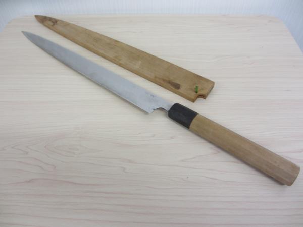 [1円]水本焼き ふぐ引き てっさ包丁 尺 鏡面仕上げ さや付 290mm