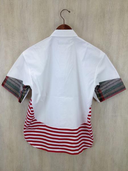 PHENOMENON◆TARTAN BORDER S/S　SH/半袖シャツ/M/コットン/WHT