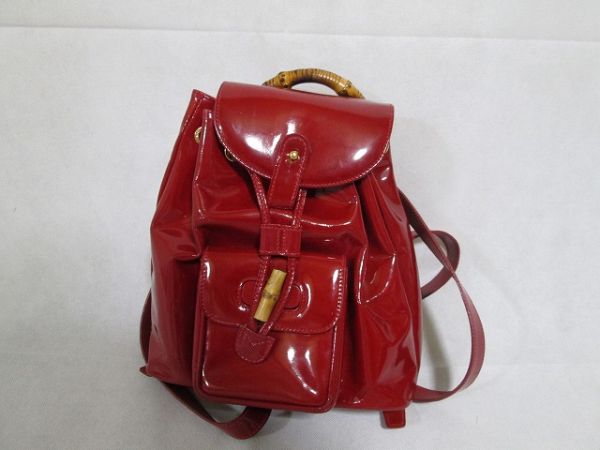 GUCCI グッチ バンブー リュック 赤 エナメル