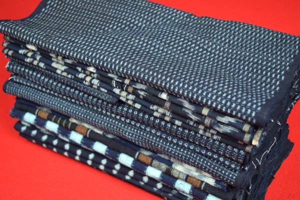 ★絣木綿ハギレ等まとめ売り！書生等◇藍/古布/リメイク材料3158