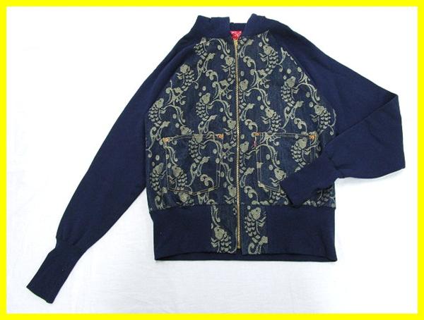 3858★新品 EVISU/エヴィス デニム パーカー ネイビー/和柄 40