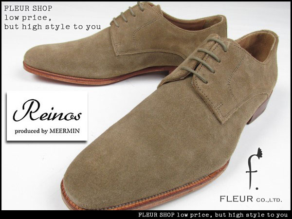 ■302-100-BE■レイノス 本革 外羽根スエードシューズ8.5/26.5cm