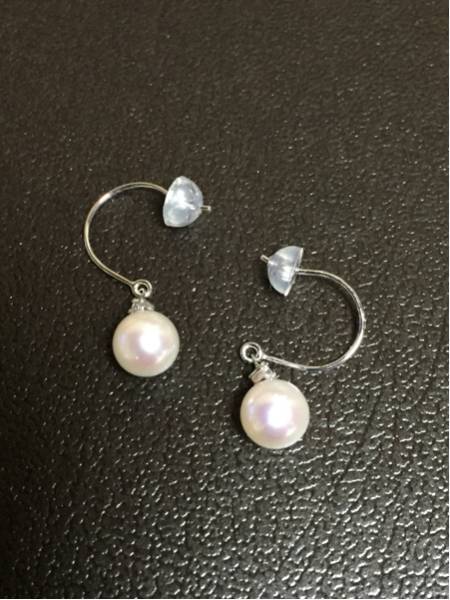 千円～新品 オレフィーチェ ダイヤ付きパールフックピアス K18WG