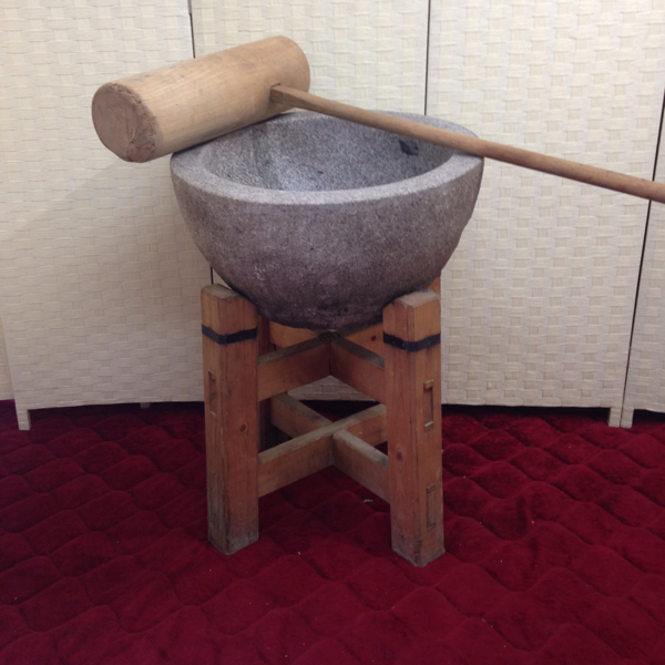 餅つき用 石臼 臼台 木台 木製架台 鉢 杵3点セット