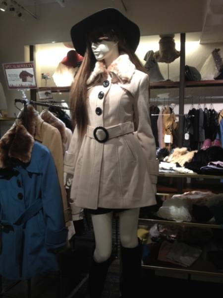 美品☆ミーアMIIAファー付レトロフレアコート1ライトベージュ