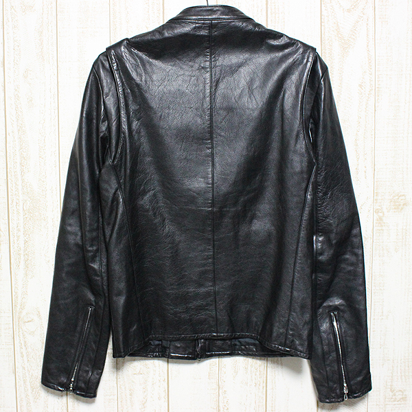 LITHIUM HOMMEリチウムオム0.9mmレザーライダースジャケット黒44 中古