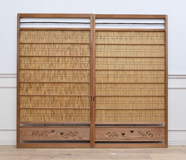 KQ051同商品出品中 竹簾 引戸 2枚組 建具 古民家 アンティーク