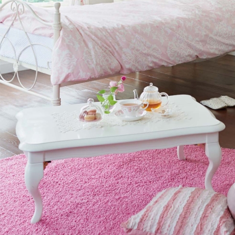 【訳あり新品】90巾.お姫様.リビングテ－ブル.RL-T1225.白.座卓