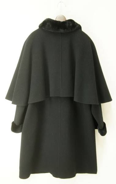 A3252*レリアン*ファー付/ポンチョ風/ウールコート/ブラック/13+