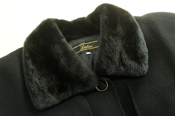 A3252*レリアン*ファー付/ポンチョ風/ウールコート/ブラック/13+