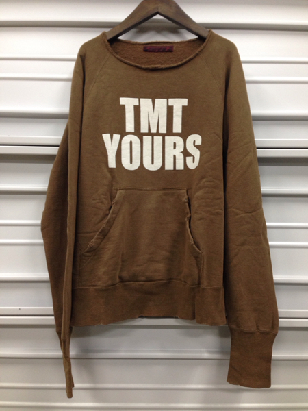 TMT YOURS BIG3 パーカー フードなし 茶 ダメージ 加工 ブラウン