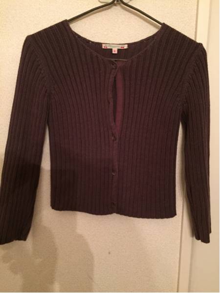 ボンポワン 定番 リブ カーディガン 6 パープル