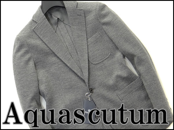 今季9万!アクアスキュータム 起毛千鳥ニットジャケットM灰J26912