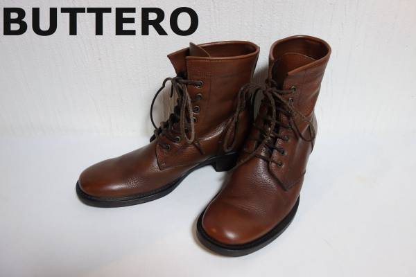 イタリア製 BUTTEROブッテロ レザーブーツ 茶 38ハーフ