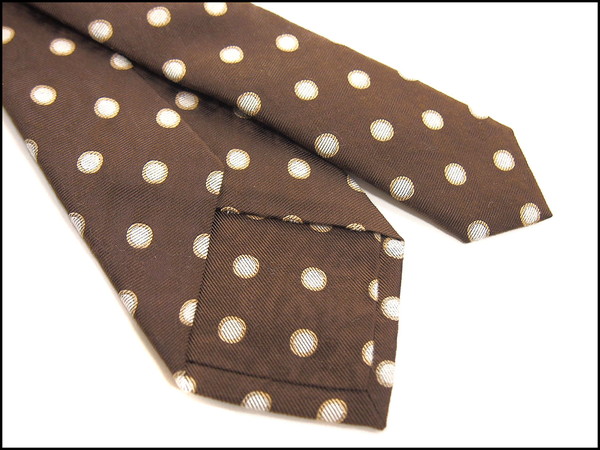 新品1.3万 D'URBAN ダーバン ドット柄シルク100%ネクタイ茶K7902