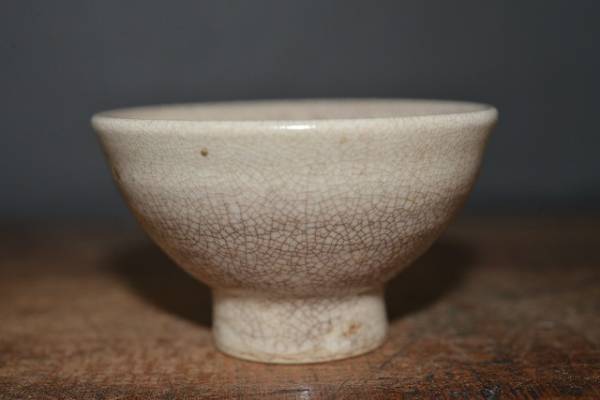 ◇【壺中天】李朝初期・白磁染付盃 完品◇ 陶芸 中国、朝鮮半島 【公式