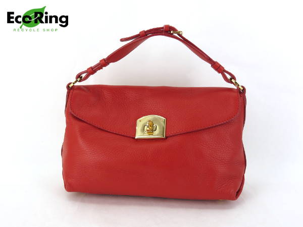 1円 未使用 セルジオロッシ レザー ハンドバッグ レッド BE749