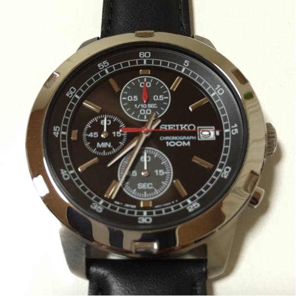 ☆セイコー SEIKO 逆輸入 レザークロノグラフ 超美品☆