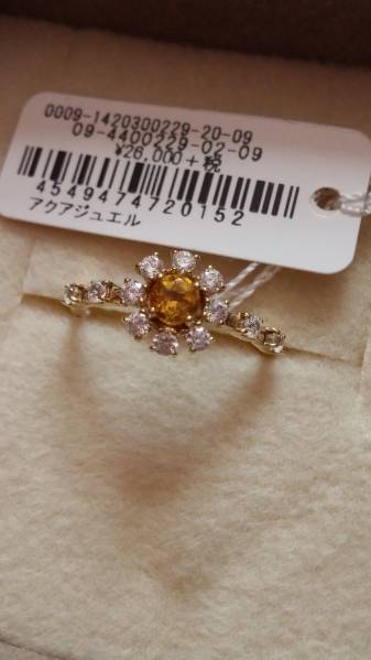 新品☆サマンサティアラアクアジュエル#9リング！金運upシトリン