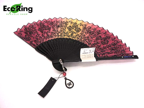 1円 未使用 アナスイ ヌーボーローズ ピンク×黄 扇子 AL160