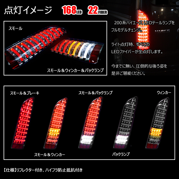 ハイエース　200系　ファイバー　ＬＥＤ　テール　使用期間2月
