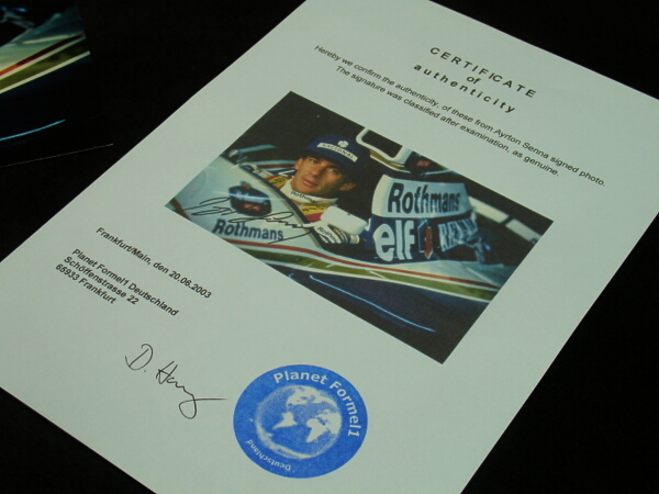 1992年第2期HONDA F1撤退メモリアル アイルトンセナ直筆サイン入額装品