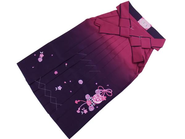 入学・卒業式に！はかま 袴 単品 マリ刺繍入 ぼかし s 赤紫
