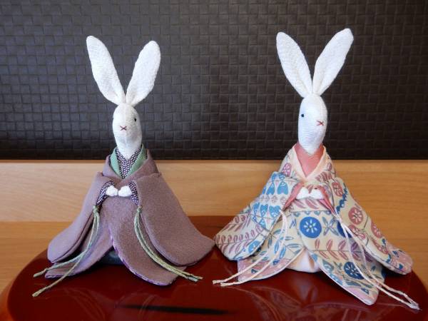 ハンドメイド　うさぎ雛2　本物の着物生地使用