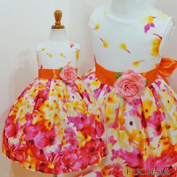 新品(子供 ドレス)結婚式 発表会 フローラ オレンジ/6 120-130cm