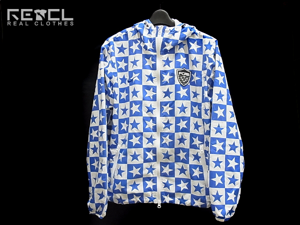 ソフネット×NIKE FCRB 13SS FIVE WARM UP ジャケット 青×白 M