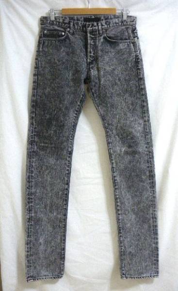★美品　LITHIUM HOMME　ケミカルブラックスキニーデニム W29