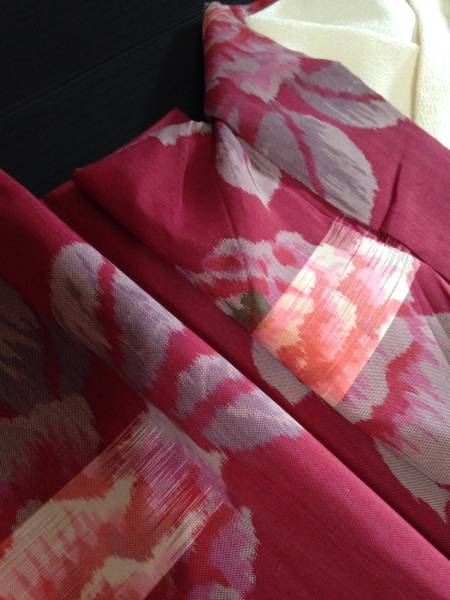 薔薇色に薔薇　春色着物　中振袖　大正ロマンアンティーク